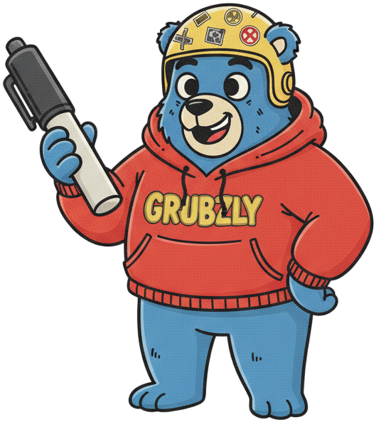 Grubzly Mascot with a suggestion box